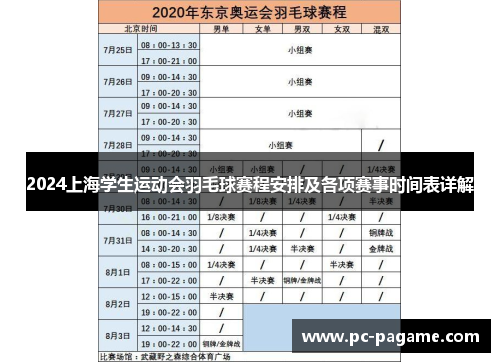 2024上海学生运动会羽毛球赛程安排及各项赛事时间表详解
