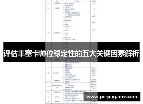 评估丰塞卡帅位稳定性的五大关键因素解析