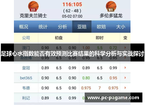 足球心水指数能否有效预测比赛结果的科学分析与实战探讨
